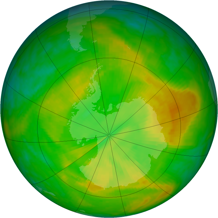 Antarctic ozone map for 01 December 1981